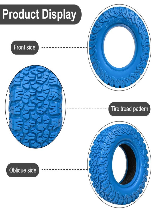 LRFHL 1.9 Crawler Tires Soft Rubber 90 * 37.5mm Colored Tires High Grip RC Rock Terrain Tyre with Foam Insert Compatible with 1/12 MJX HYPER GO H12Y H12P MN128 1/10 Axial D90 (4PCS, Blue) - Image 4
